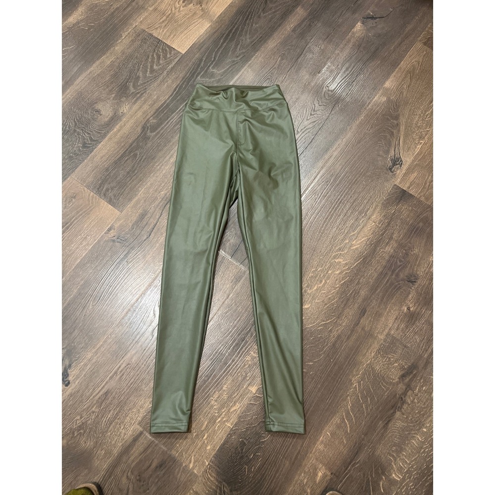 OFFLINE by Aerie Real Luxe‎ High Rise Faux Leather Leggings Olive Green Small